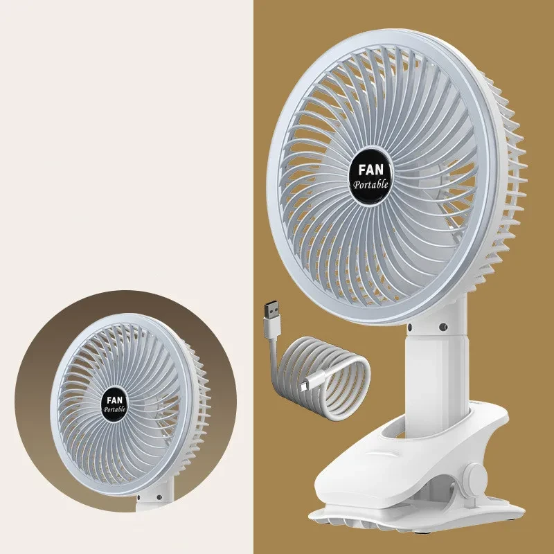 Rechargeable Clip-On Desk Fan with LED Light