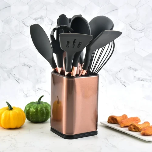 Silicone Kitchenware Set – 13-Piece Cooking Spatula Set with Storage Bucket