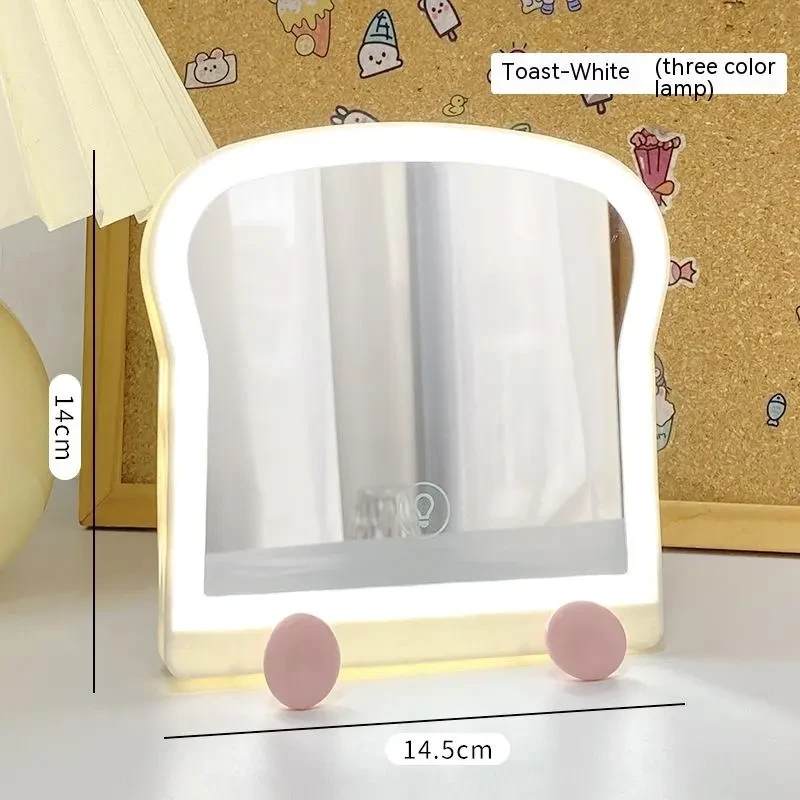 Creative LED Makeup Mirror – Toast Bread Shaped Lighted Vanity Mirror