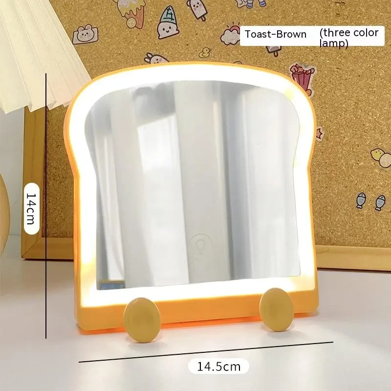Creative LED Makeup Mirror – Toast Bread Shaped Lighted Vanity Mirror