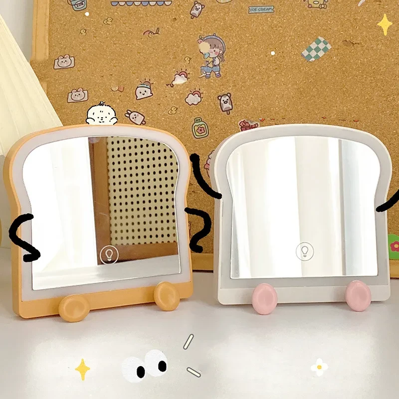 Creative LED Makeup Mirror – Toast Bread Shaped Lighted Vanity Mirror