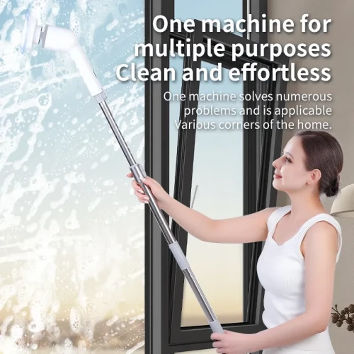 Multi-Function Handheld Electric Cleaning Brush – Wireless LCD Display Scrubber with Multiple Brush Heads & Type-C Charging