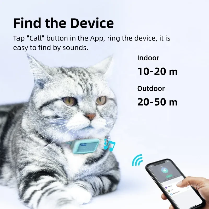 Nut Mini Pet Locator Cat Puppy Bluetooth Alarm Collar Wear – Anti-lost Tracker for Small Pets with App Control