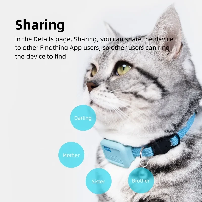 Nut Mini Pet Locator Cat Puppy Bluetooth Alarm Collar Wear – Anti-lost Tracker for Small Pets with App Control