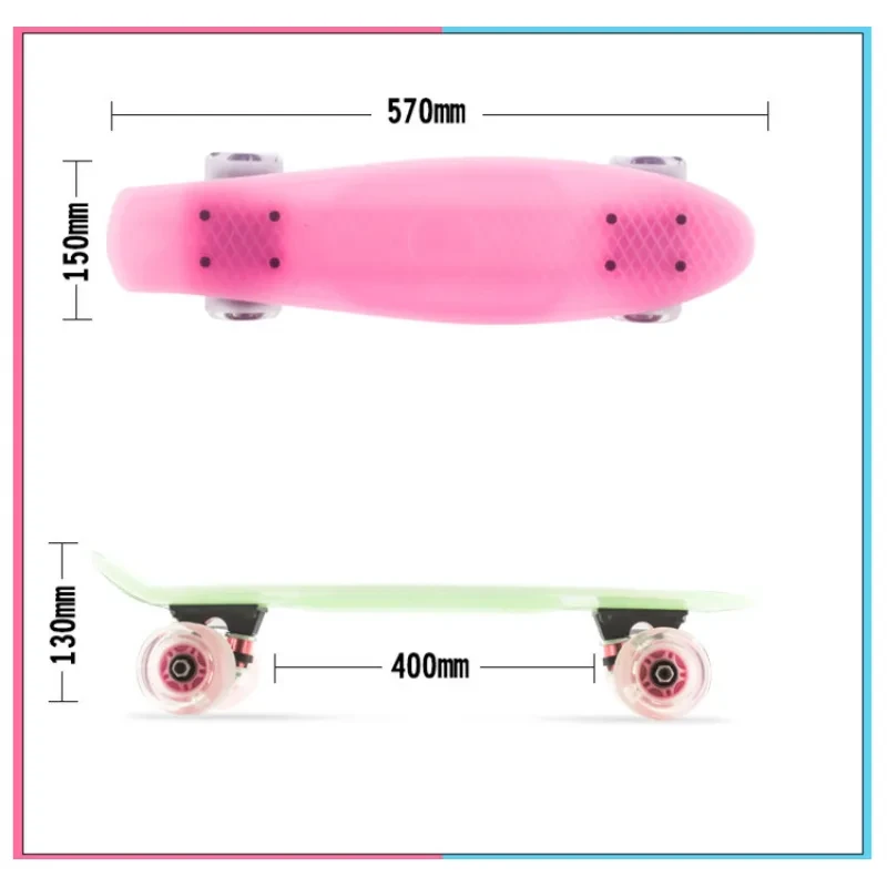 Plastic Four-Wheel Fish Skateboard with Flashing Wheels