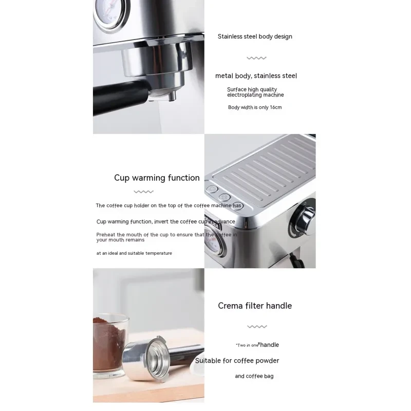 Italian Household Coffee Machine Semi-Automatic Steam Foam