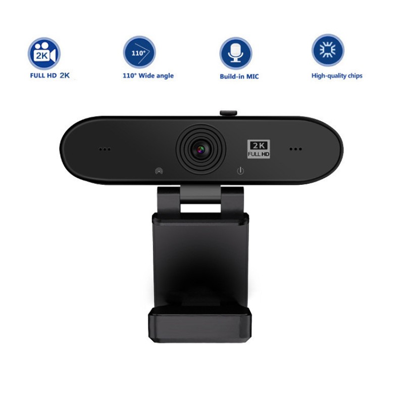 Computer HD Real-Time Conference Webcam – 2K USB Camera with Built-in Microphone