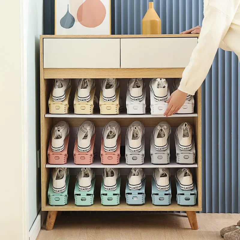 Adjustable Storage Shoe Rack – Thickened 2-Layer Foldable Plastic Shoe Organizer