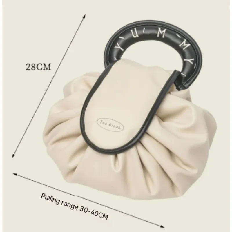 Portable Drawstring Cosmetic Bag – Large Capacity Waterproof PU Makeup Handbag