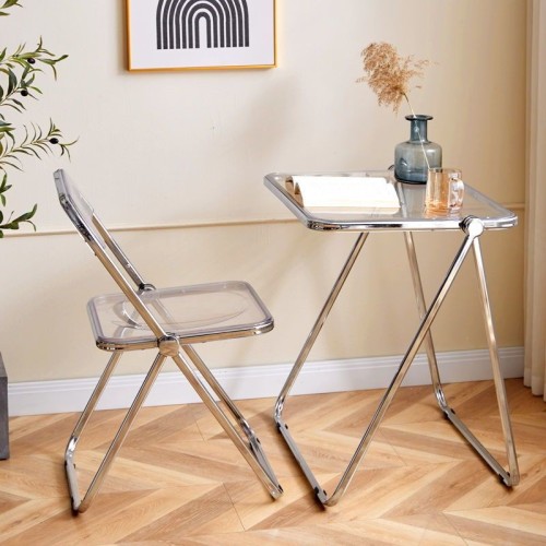 Transparent Folding Acrylic Chair – Modern Crystal Clear Stool