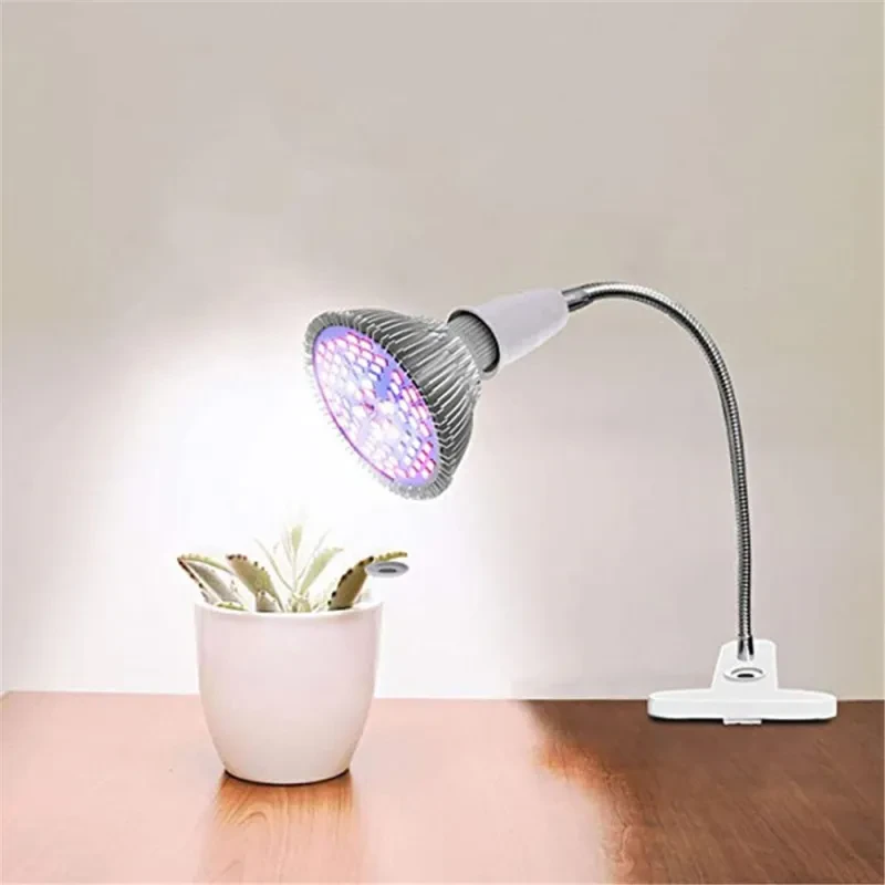 LED Grow Light with 360° Flexible Gooseneck, Clip-On E27 Lamp Holder & Timer – Double-Head Indoor Plant Light