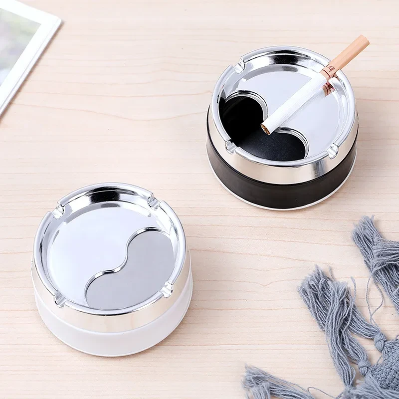 Sealed Windproof Rotating Stainless Steel Ashtray – Creative Smoke-Proof Decorative Ash Tray