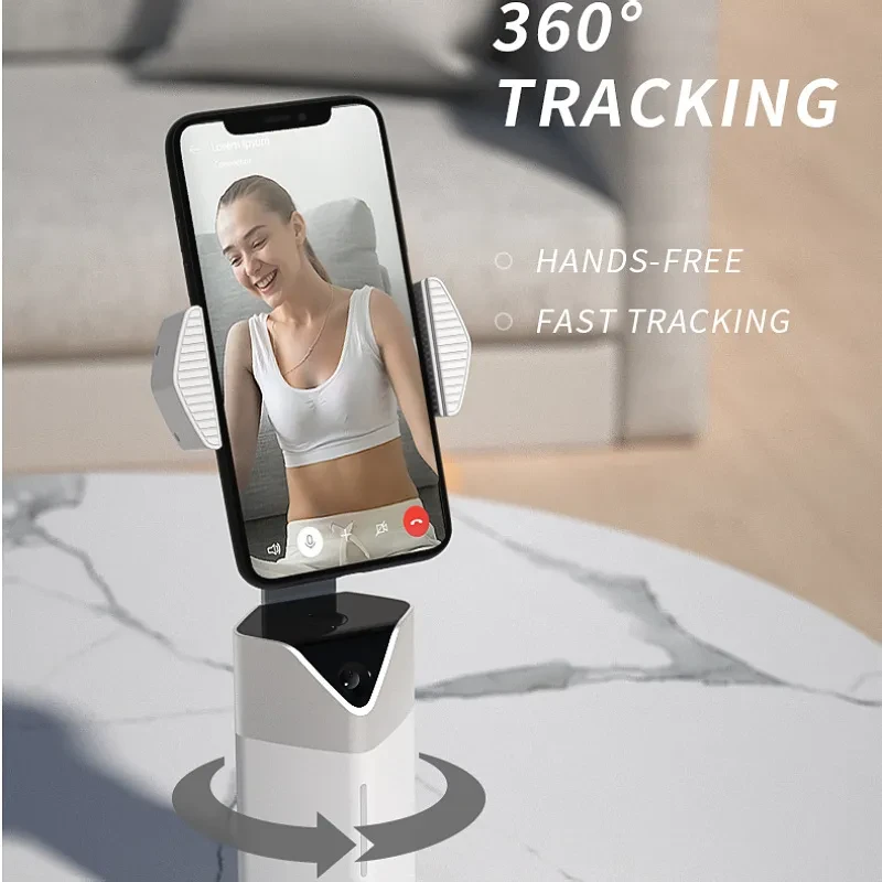 Intelligent 360° Rotating Phone Stand for Live Streaming and Face Tracking – Auto Shooting Smartphone Holder