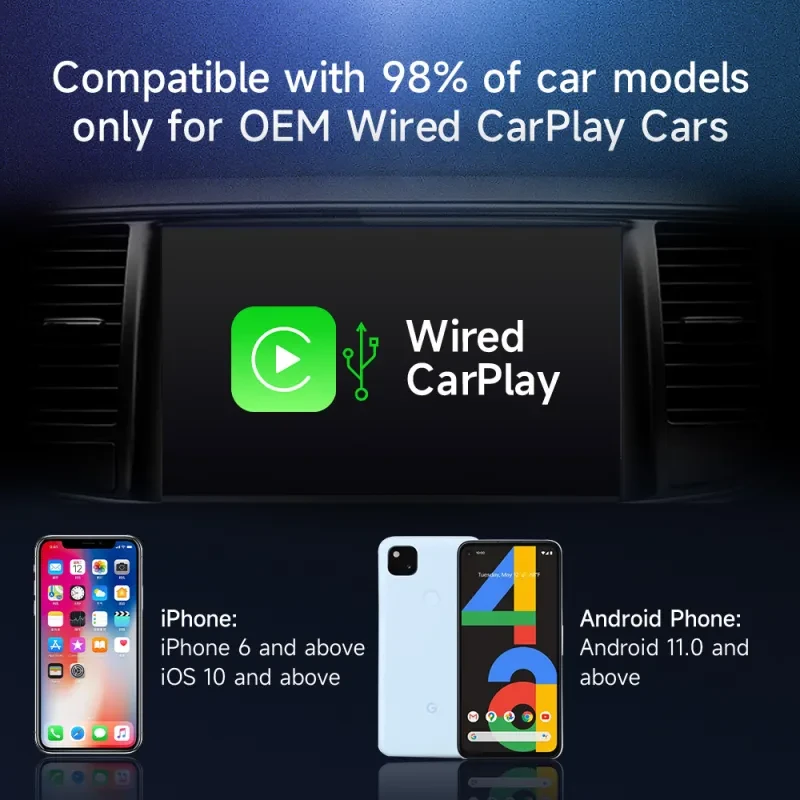 Carplay Original Car Wired To Wireless AI Box – Android System Upgrade Adapter