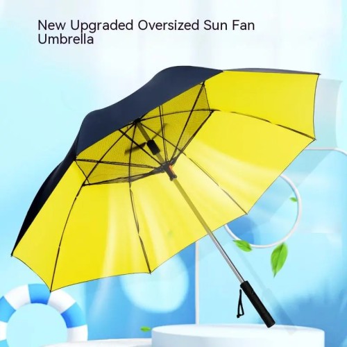 USB Power Bank Umbrella with Built-in Fan – Summer Cooling Golf Umbrella, UV Protection, Rechargeable