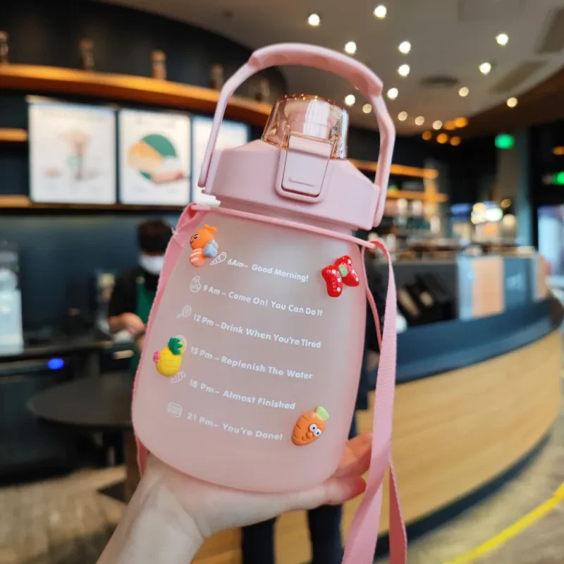 Gradient Big Belly Cup – 1300ml Cute Fat Pot Sports Water Bottle