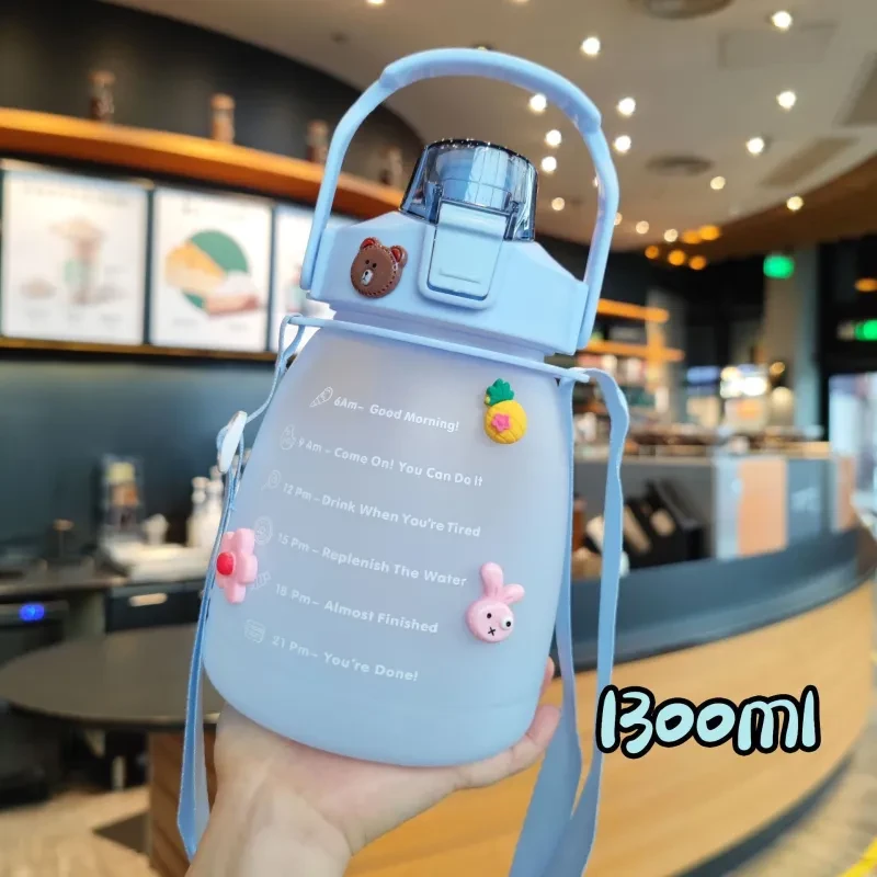 Gradient Big Belly Cup – 1300ml Cute Fat Pot Sports Water Bottle