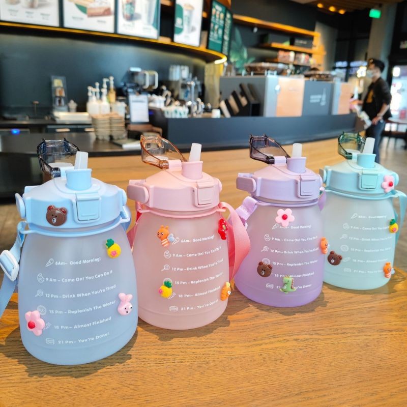 Gradient Big Belly Cup – 1300ml Cute Fat Pot Sports Water Bottle