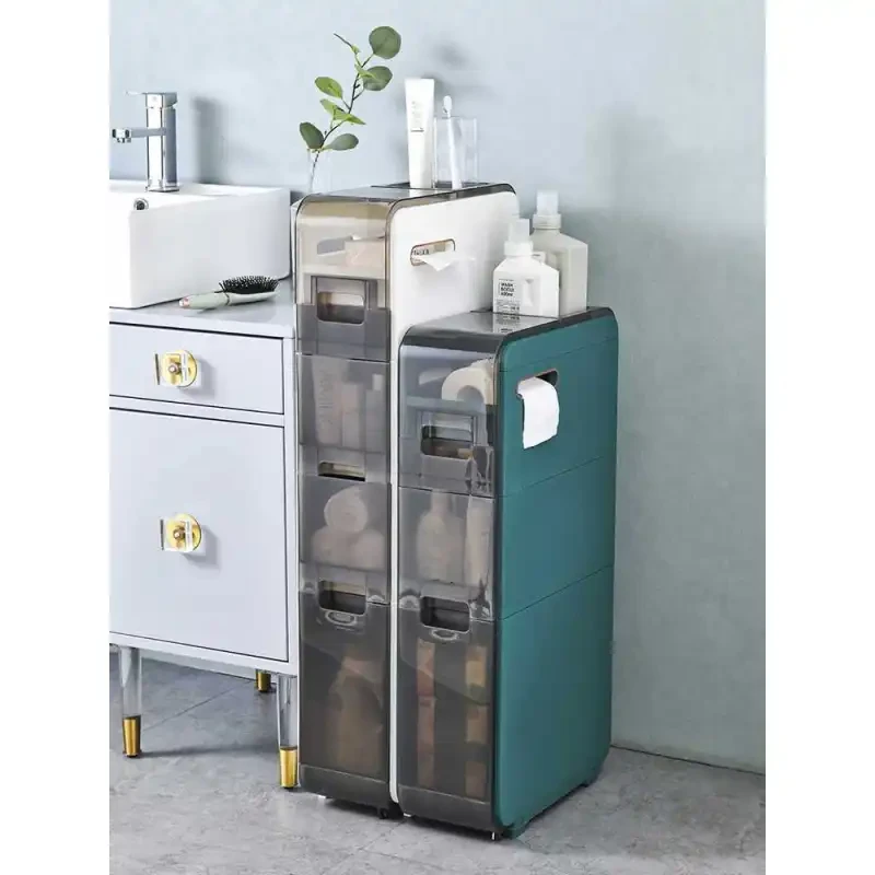 Narrow Bathroom Storage Cabinet Drawer – Slim Plastic Locker for Small Spaces