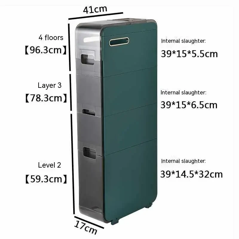 Narrow Bathroom Storage Cabinet Drawer – Slim Plastic Locker for Small Spaces