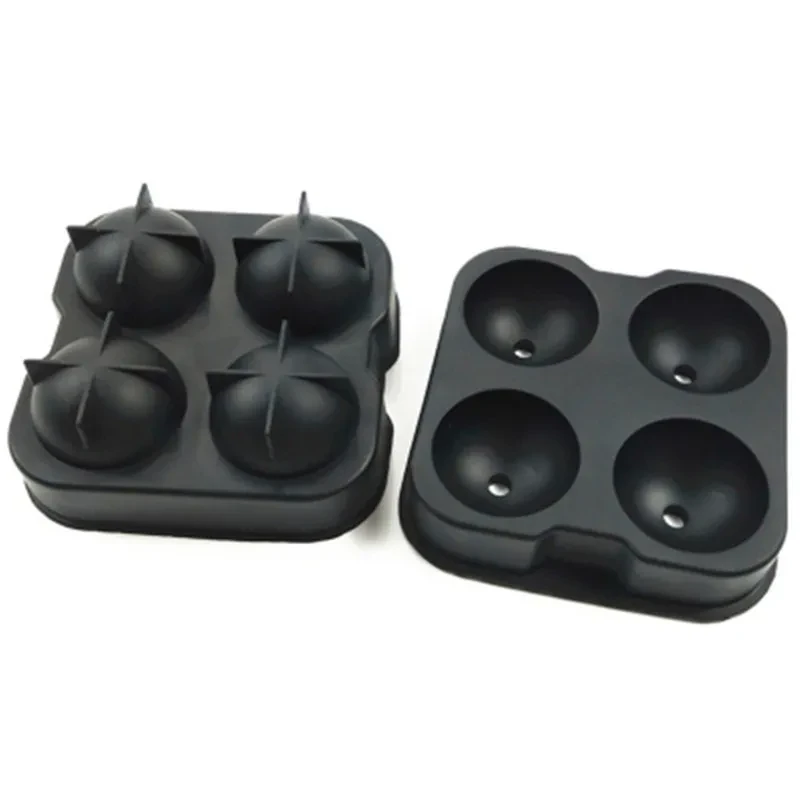 Four-Piece Ice Hockey Ice Box with Lid – Silicone Ball Ice Tray Bar Ice Hockey Mold Cocktail Silicone