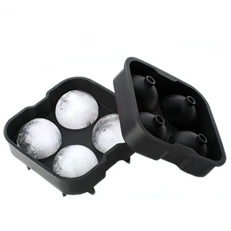 Four-Piece Ice Hockey Ice Box with Lid – Silicone Ball Ice Tray Bar Ice Hockey Mold Cocktail Silicone