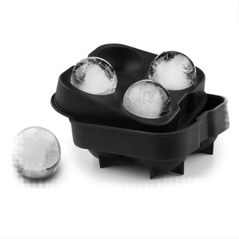 Four-Piece Ice Hockey Ice Box with Lid – Silicone Ball Ice Tray Bar Ice Hockey Mold Cocktail Silicone
