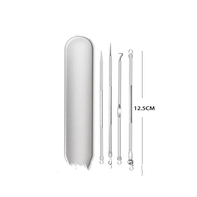 Pimple Pin Anti-Acne Iron Box – 4-Piece Stainless Steel Double-Headed Needle Set