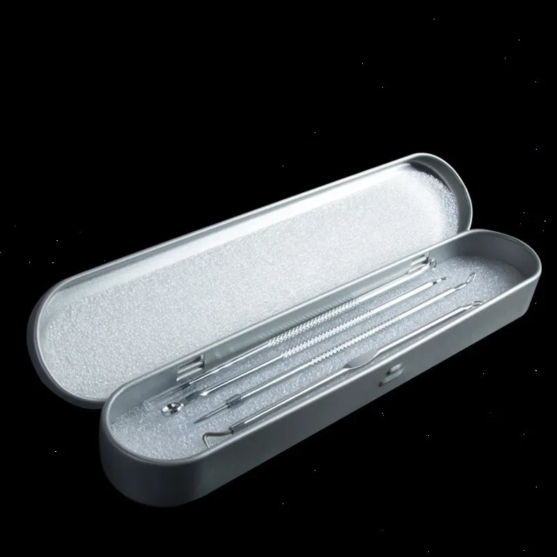 Pimple Pin Anti-Acne Iron Box – 4-Piece Stainless Steel Double-Headed Needle Set