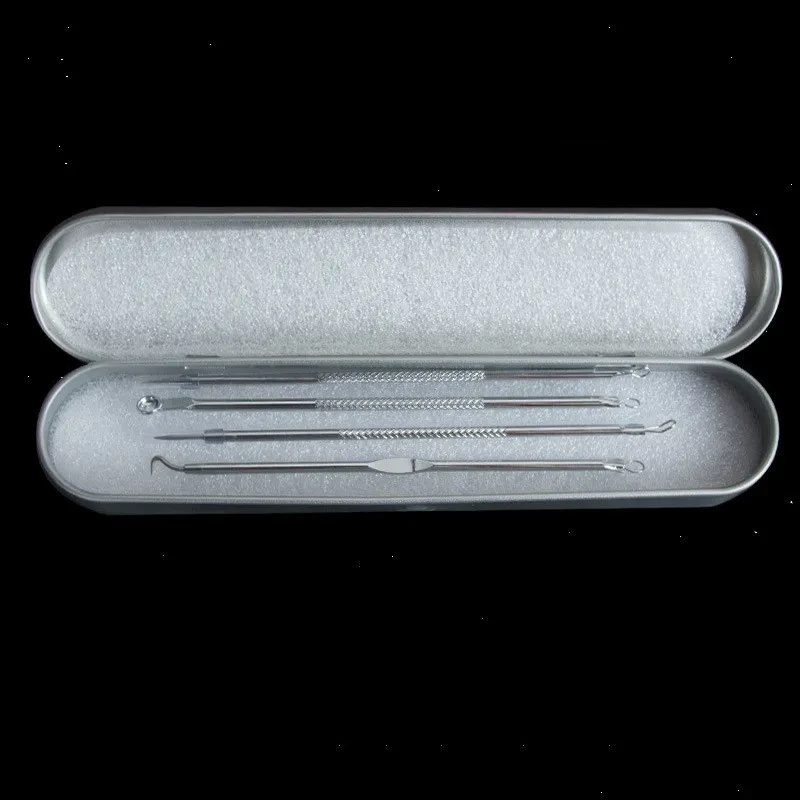Pimple Pin Anti-Acne Iron Box – 4-Piece Stainless Steel Double-Headed Needle Set