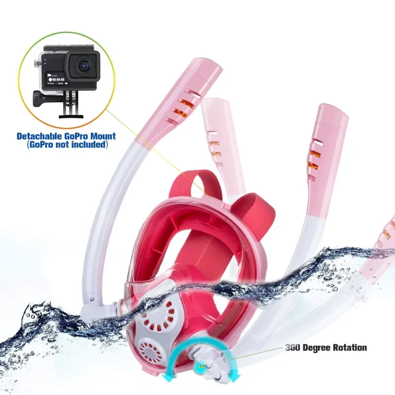 Children Easy Breath Full Face Diving Mask – Anti-Fog Snorkeling Gear for Underwater Swim