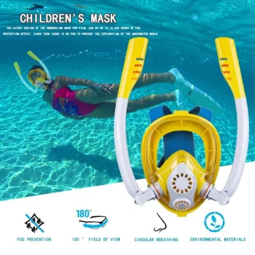 Children Easy Breath Full Face Diving Mask – Anti-Fog Snorkeling Gear for Underwater Swim