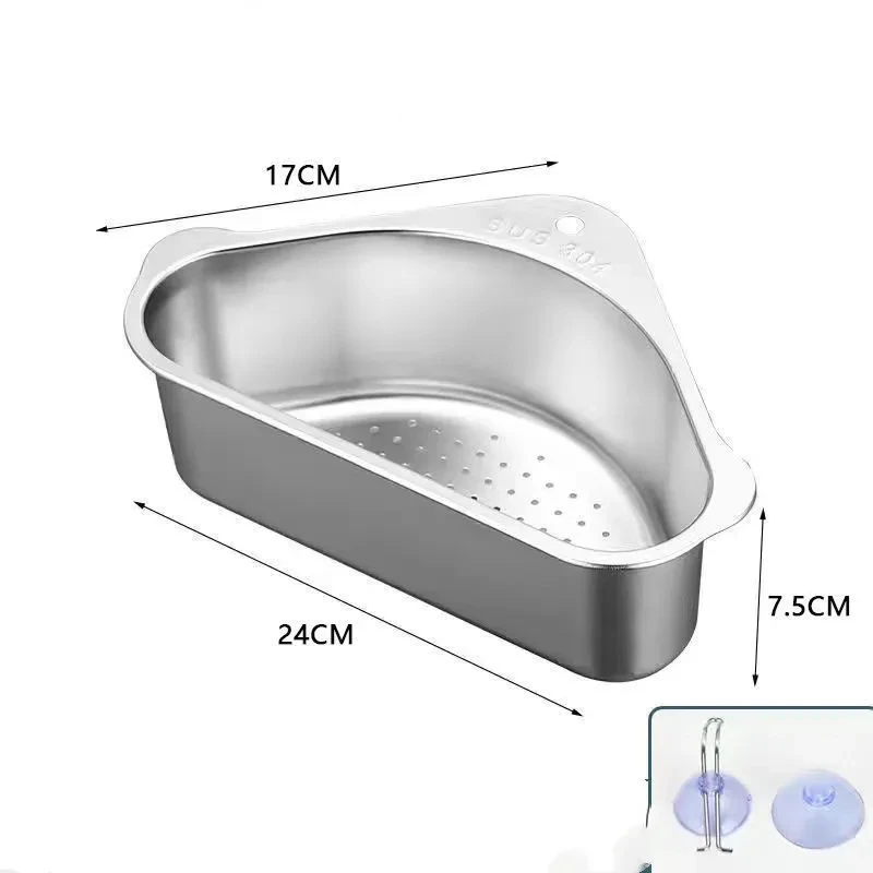Kitchen Sink Drainage Basket – Stainless Steel Triangle Strainer for Leftovers & Veggies