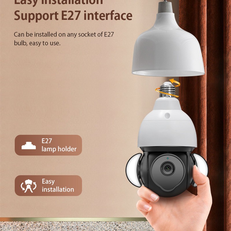 Bulb Graffiti Camera HD – 5MP Smart WiFi Monitoring with Night Vision Lens
