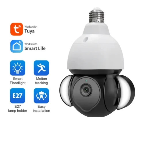 Bulb Graffiti Camera HD – 5MP Smart WiFi Monitoring with Night Vision Lens