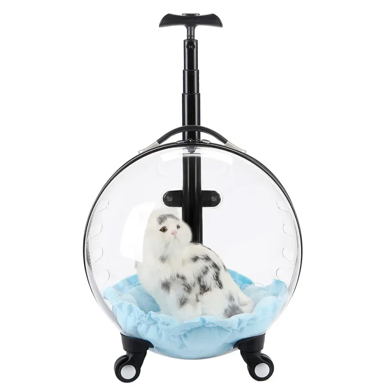 Pet Trolley Bag – Portable Transparent Capsule Travel Carrier for Cats and Dogs