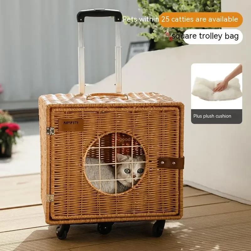 Portable PET Trolley – Woven Luggage Case for Cats and Small Dogs Travel