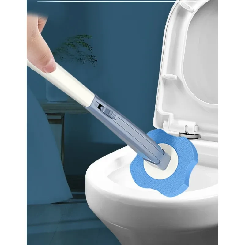 Disposable Toilet Brush Cleaning Set with 6 Replaceable Heads – Hygienic Plastic Toilet Cleaner