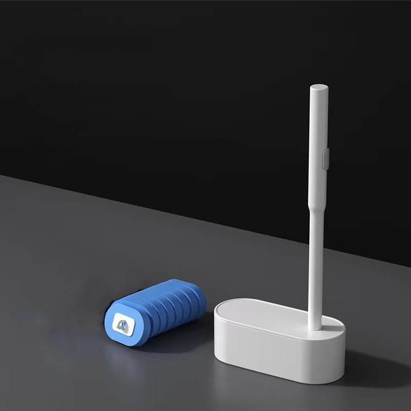 Disposable Toilet Brush Cleaning Set with 6 Replaceable Heads – Hygienic Plastic Toilet Cleaner