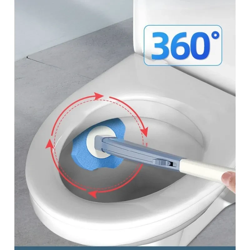 Disposable Toilet Brush Cleaning Set with 6 Replaceable Heads – Hygienic Plastic Toilet Cleaner