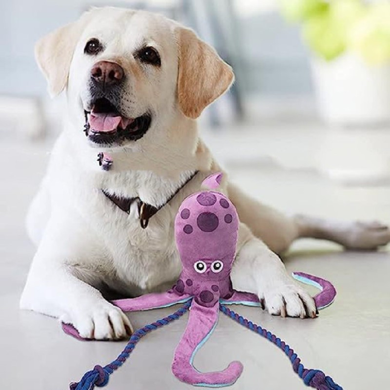Sounding Plush Octopus Pet Toy – Interactive Molar Cleaning Toy for Dogs