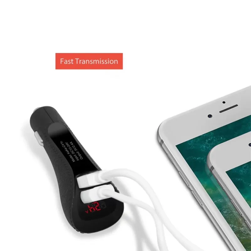 Multifunctional Digital Display Car Charger β Dual USB, Voltage & Current Display, Universal Fit