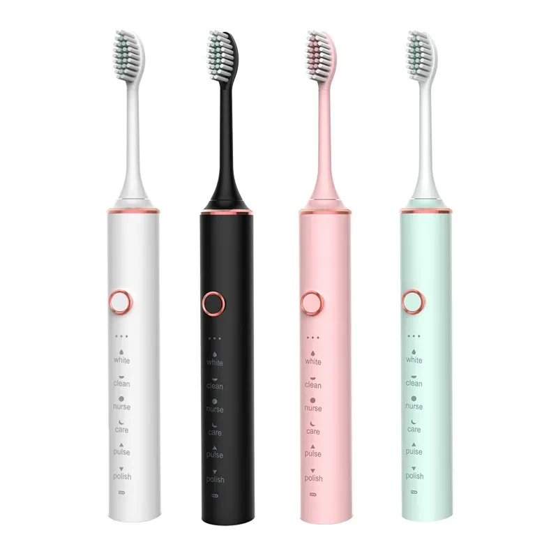 USB Rechargeable Soft Bristle Electric Toothbrush – 6-Mode Waterproof Toothbrush with 8 Brush Heads