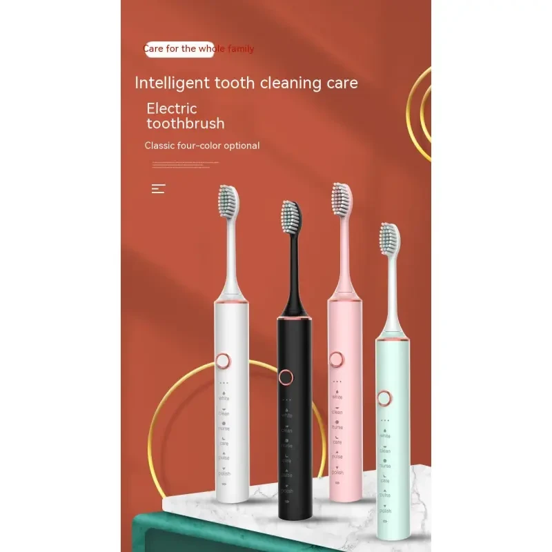 USB Rechargeable Soft Bristle Electric Toothbrush – 6-Mode Waterproof Toothbrush with 8 Brush Heads
