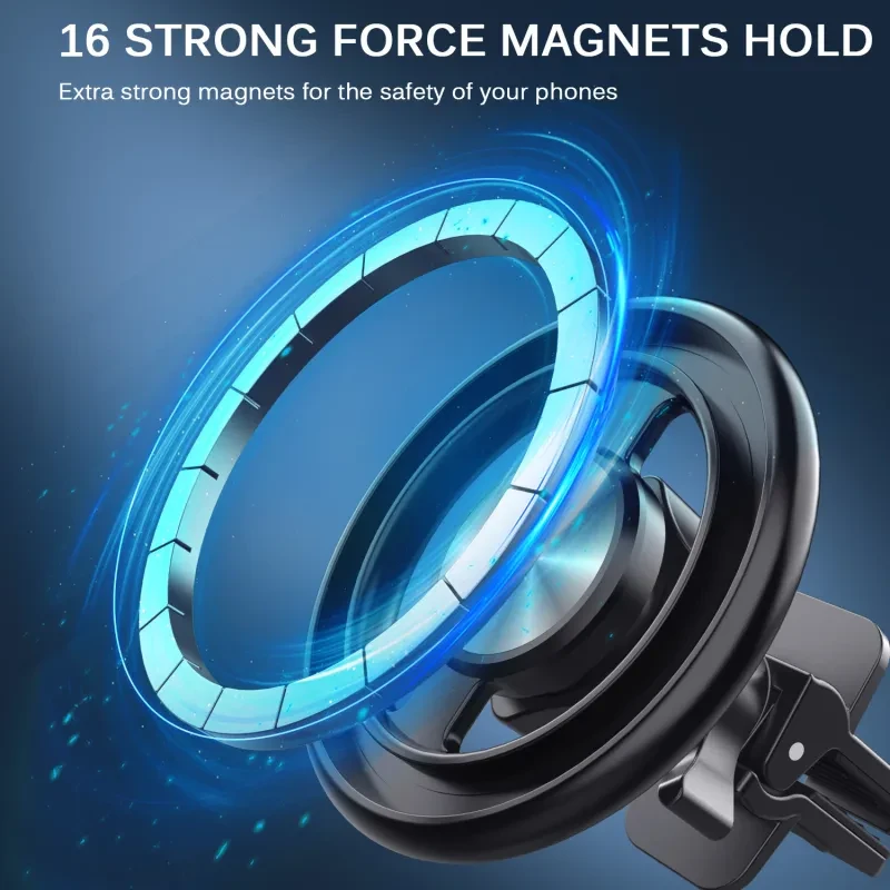 New Air Outlet Magsafe Magnetic Phone Holder – 360° Adjustable Alloy Magnet Car Mount for Mobile Phones