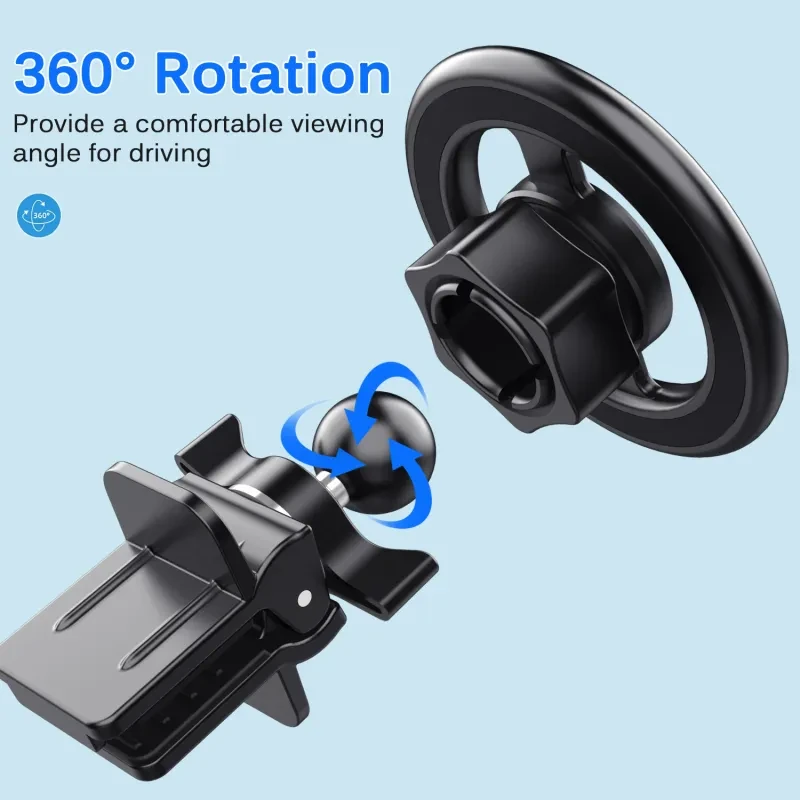 New Air Outlet Magsafe Magnetic Phone Holder – 360° Adjustable Alloy Magnet Car Mount for Mobile Phones