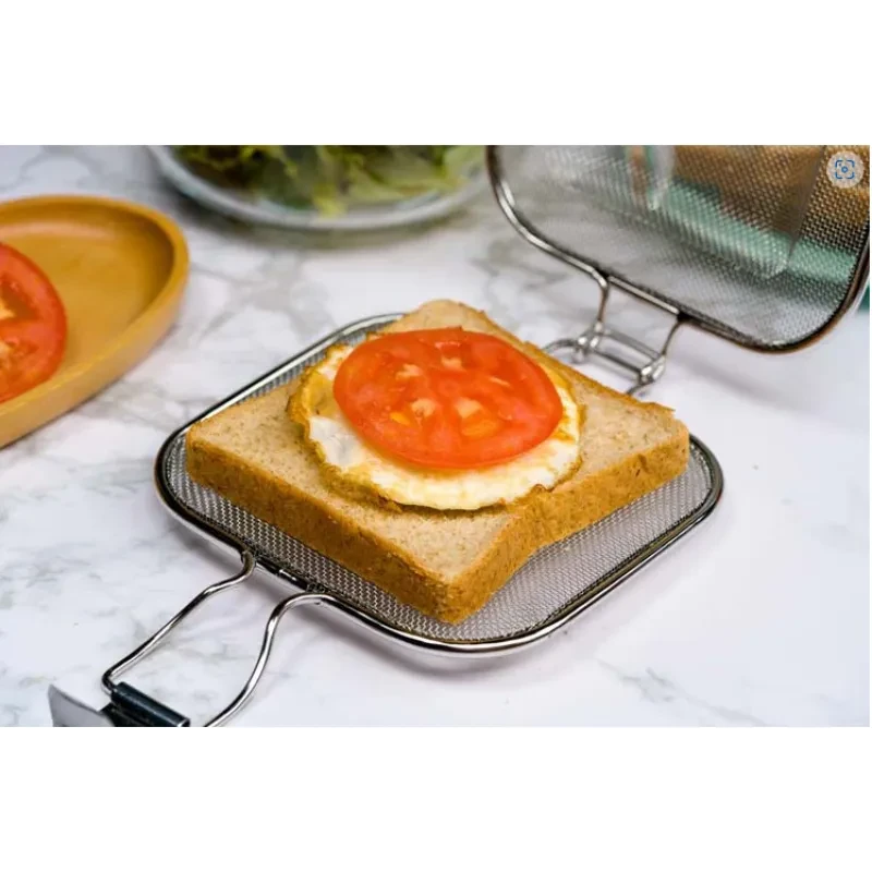 Stainless Steel Sandwich BBQ Grill – Square Barbecue Net for Bread, Oven & Breakfast Grilling