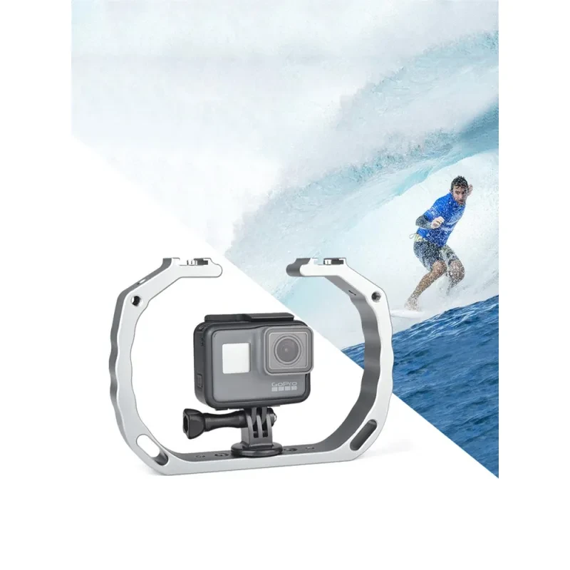Vlog Bracket for Sports Camera – Aluminum Alloy Diving Photography Mount with Cold Shoe and Threaded Holes