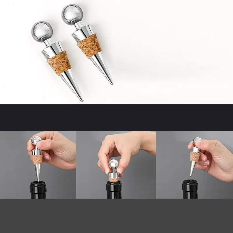 Premium Metal Cork Wine Stopper – Zinc Alloy & Wood Round Head Sealed Bottle Cap