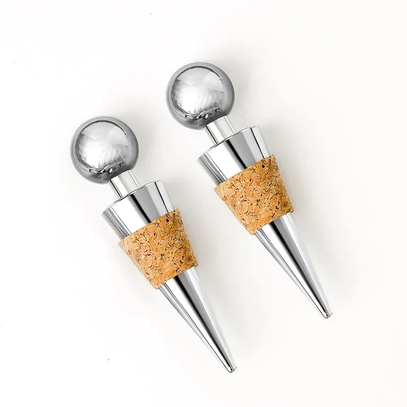 Premium Metal Cork Wine Stopper – Zinc Alloy & Wood Round Head Sealed Bottle Cap
